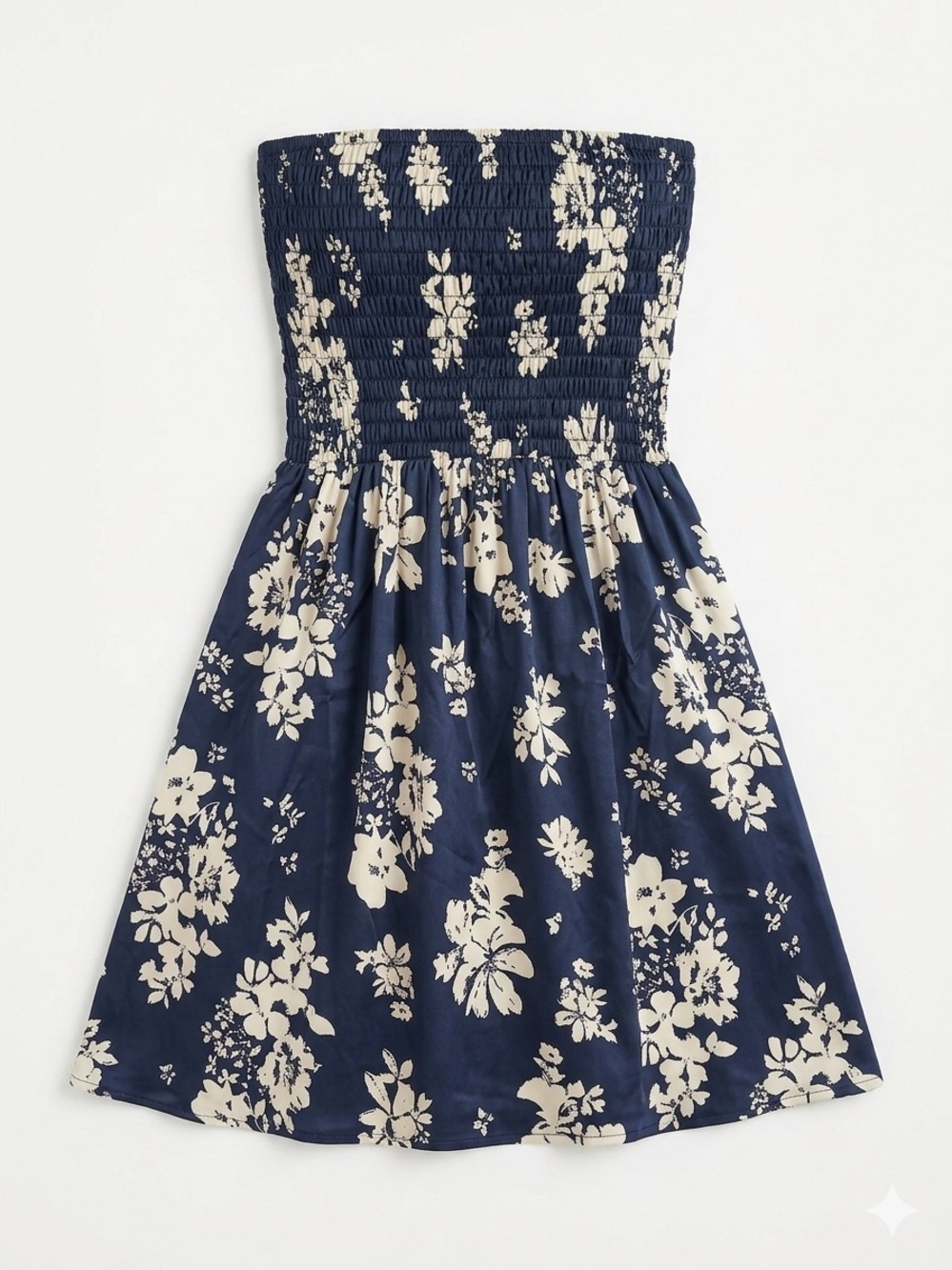 Boutique Sundress Strapless Smocked Top Navy Floral Sizes S and L NWT
